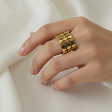 Luxury Gold Designer Cutout Band Ring for Women | Pyaari Jewellary