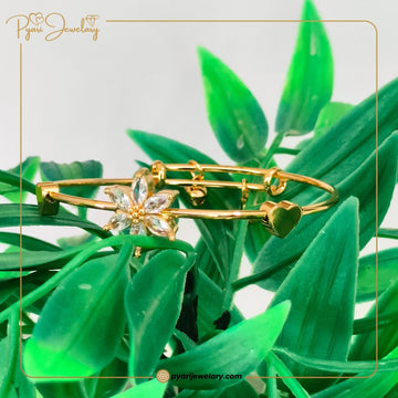 Pyari Jewellery Crystal Flower Gold-Plated Bracelet | Artificial Jewelry for Women