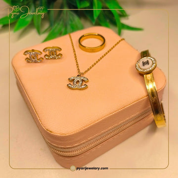 Crystal Double-C Logo Gold-Plated Jewelry Set | Artificial Jewelry for Women