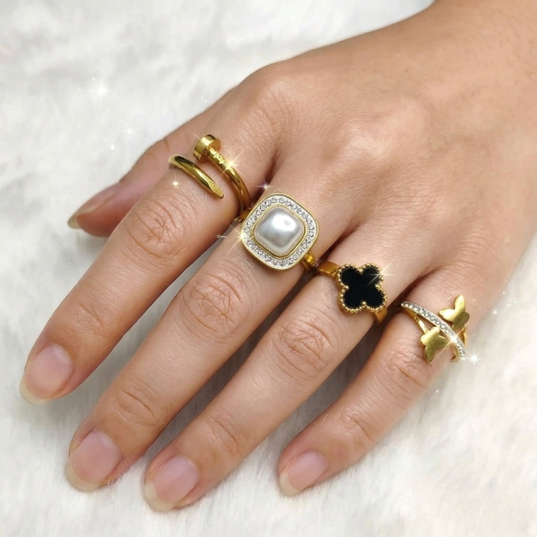 Luxury Gold Ring Set for Women | 4-Piece Elegant Statement Rings Deal by Pyaari Jewellery