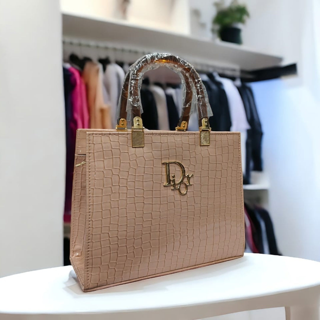 Luxury Croc-Textured Structured Handbag – Elegant Designer-Inspired Tote