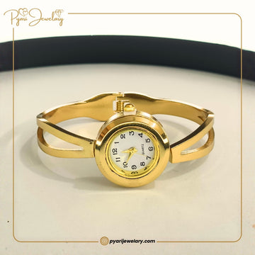 Pyari Jewellery Gold-Tone Bangle Watch for Women