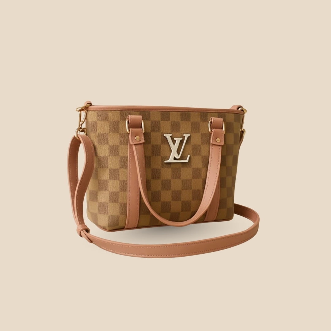 Checkered Classic Structured Crossbody Tote | Premium Fashion Handbag for Women