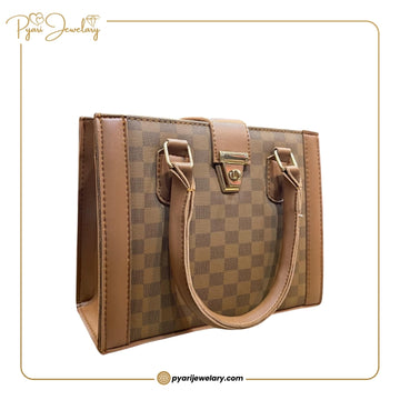 Classic Brown Checkered Luxury Handbag for Women