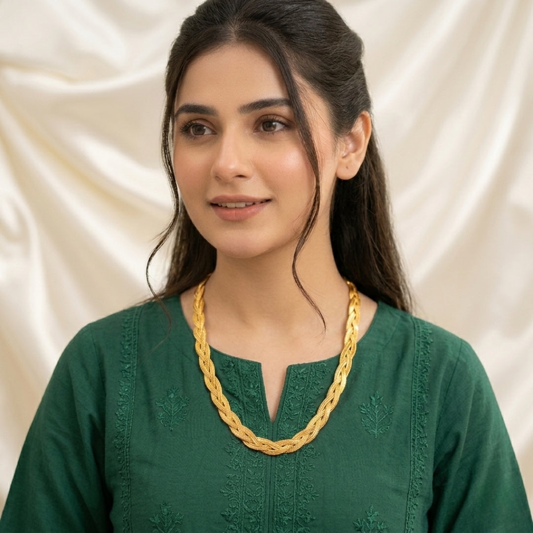 Elegant Braided Gold Statement Necklace