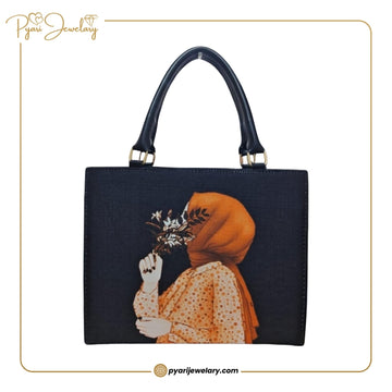 Stylish Women’s Handbag – Floral Lady Print Tote | 6 Colors | 11x13 Inch