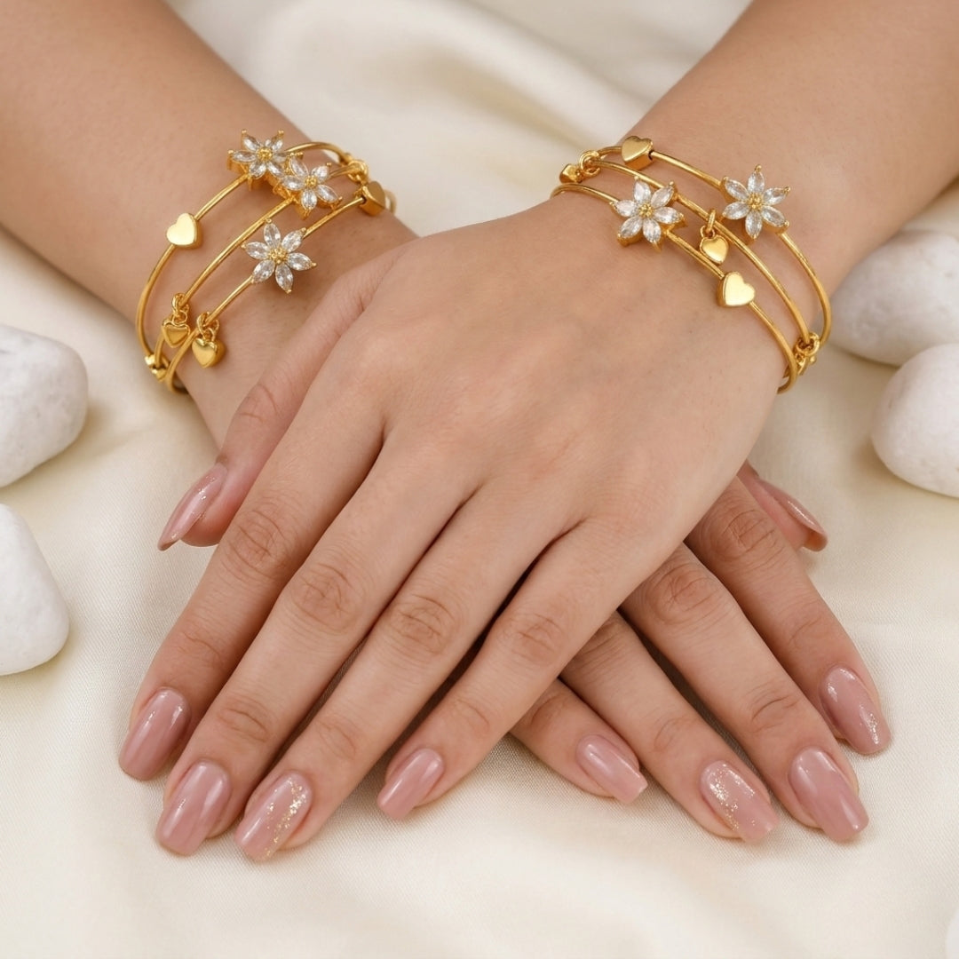 Pyari Jewellery Crystal Flower Gold-Plated Bracelet | Artificial Jewelry for Women