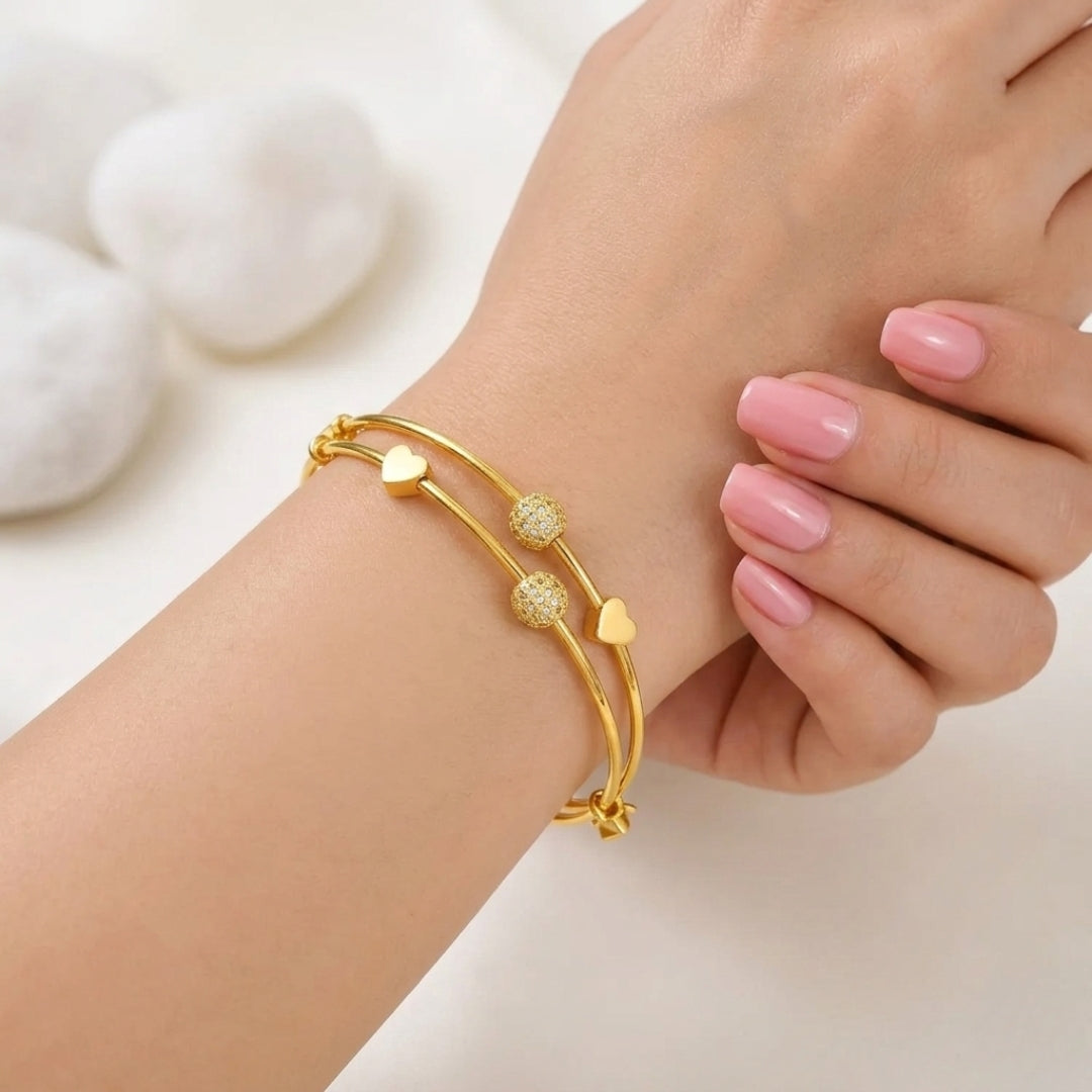 Pyari Jewellery Triple Heart Gold-Plated Bracelet | Artificial Jewelry for Women