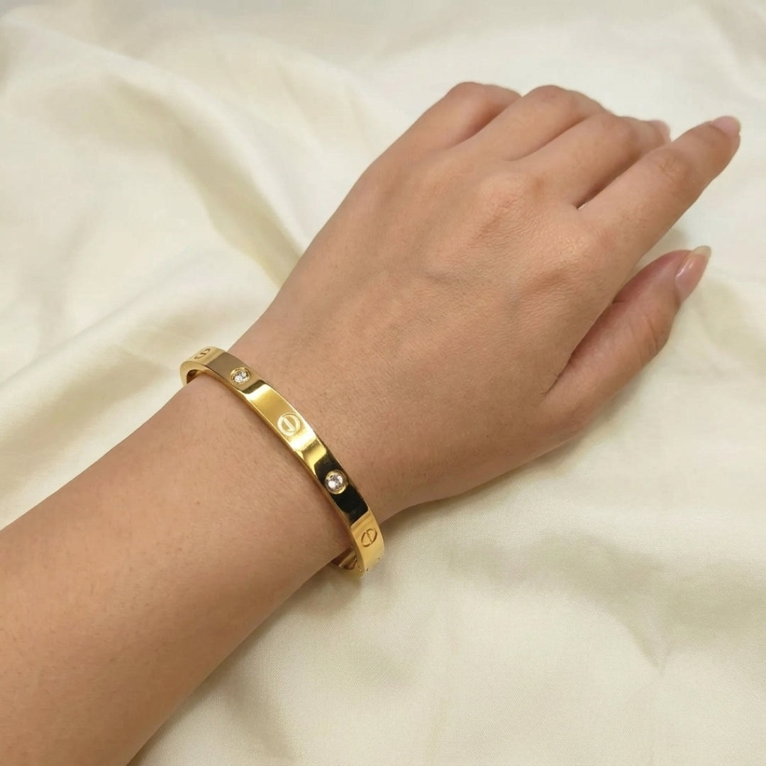 Pyari Jewellery Gold-Plated Crystal Screw Bracelet | Premium Artificial Jewelry Bangle for Women