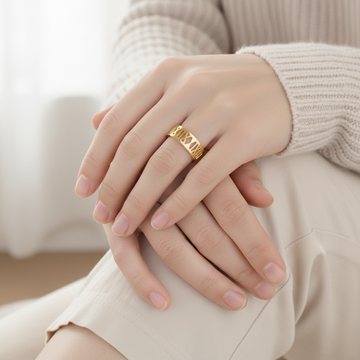 Luxury Gold Roman Numeral Band Ring for Women | Pyaari Jewellary