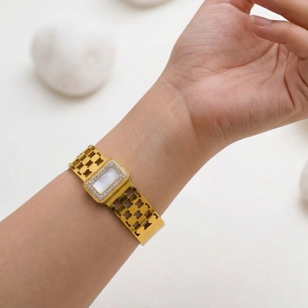Pyari Jewellery Premium Gold-Finish Rectangle Dial Bracelet