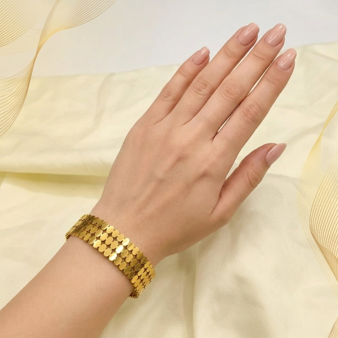 Pyari Jewellery Textured Gold Statement Bracelet | Premium Expandable Bangle for Women
