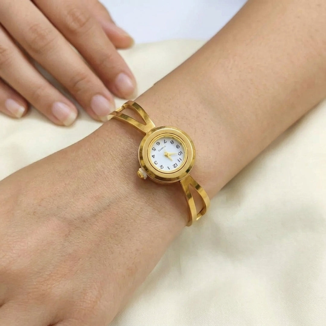 Pyari Jewellery Gold-Tone Bangle Watch for Women