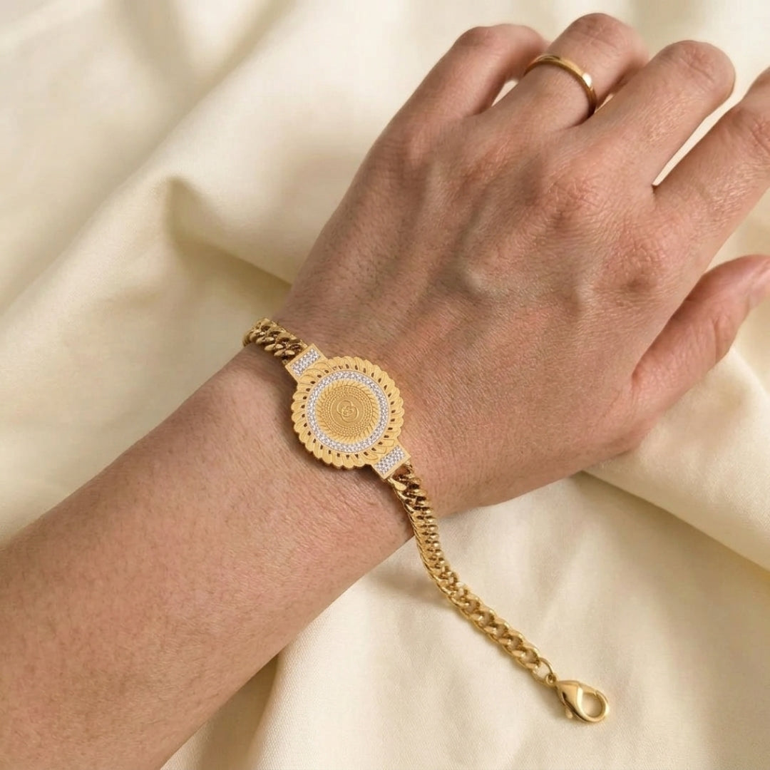 Pyari Jewellery Gold-Tone Chain Bracelet with Circular Charm
