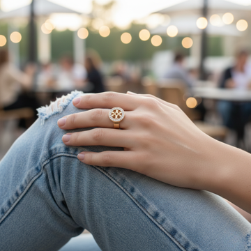 Luxury Gold Floral Pattern Band Ring for Women | Pyaari Jewellery