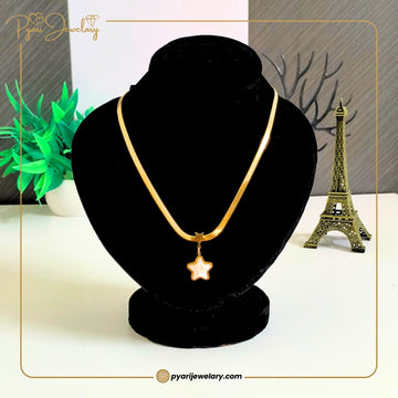 Pyari Jewellery Gold Star Pendant Necklace | Elegant Golden Chain with Pearl Star Charm for Women