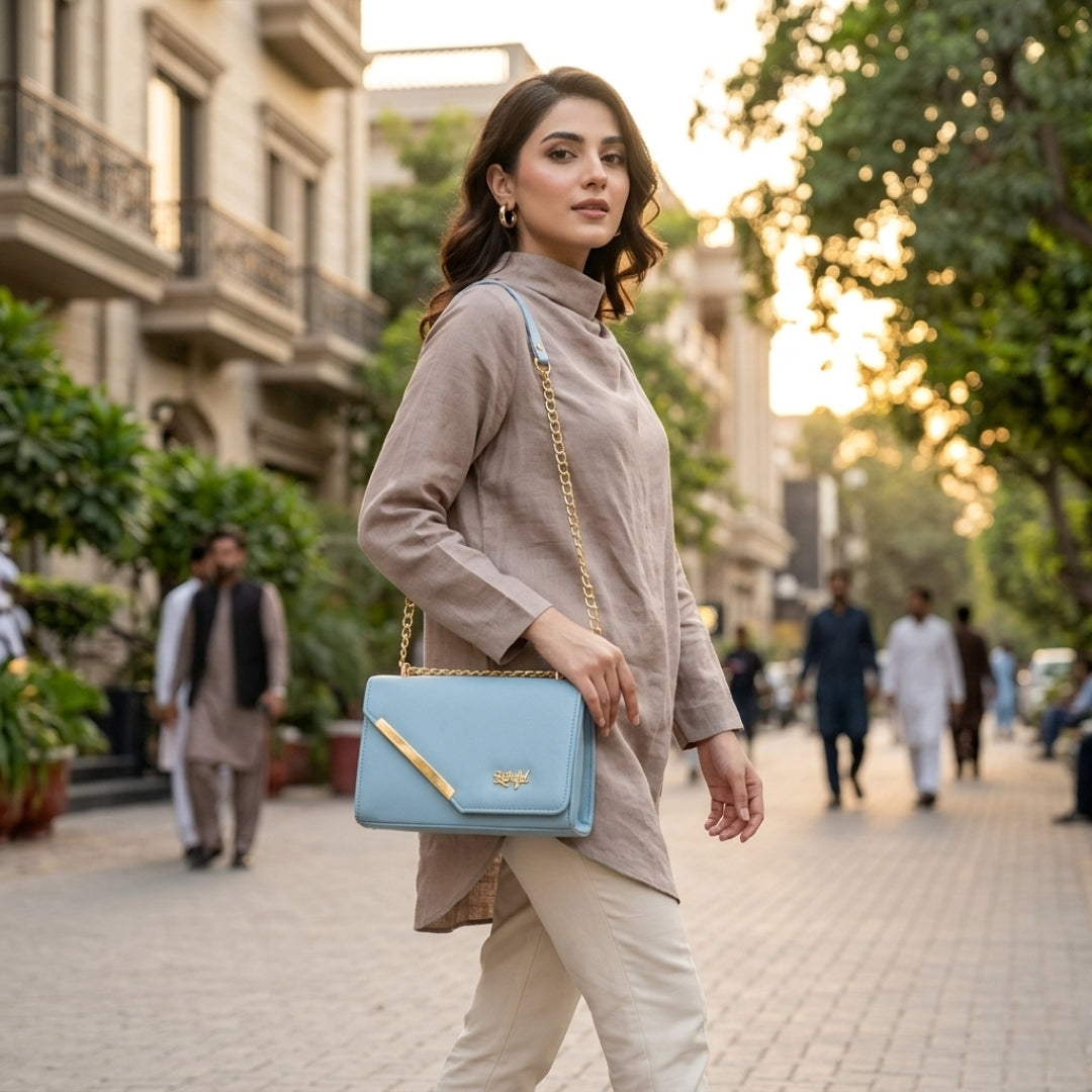 Elegant Chain Shoulder Bag for Women | Stylish Crossbody Handbag with Golden Detailing