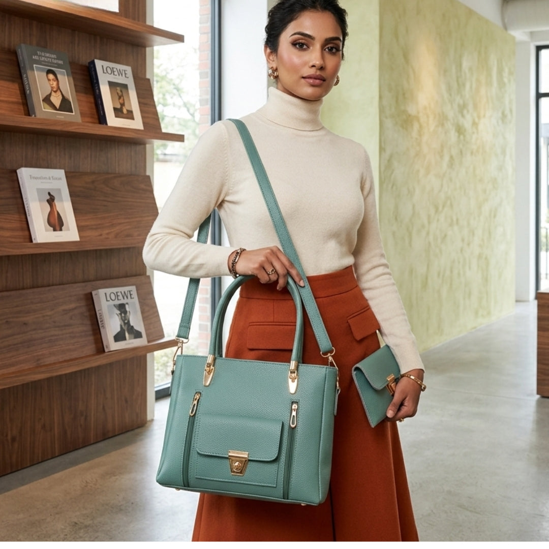 Premium 3-Piece Structured Handbag Set | Elegant Everyday Tote for Women