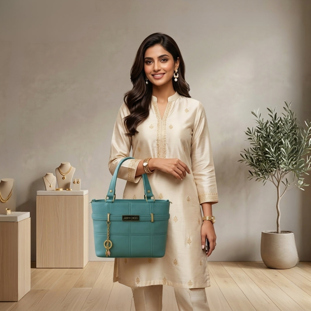 Premium Stitch-Pattern Handbag for Women | Elegant Structured Tote