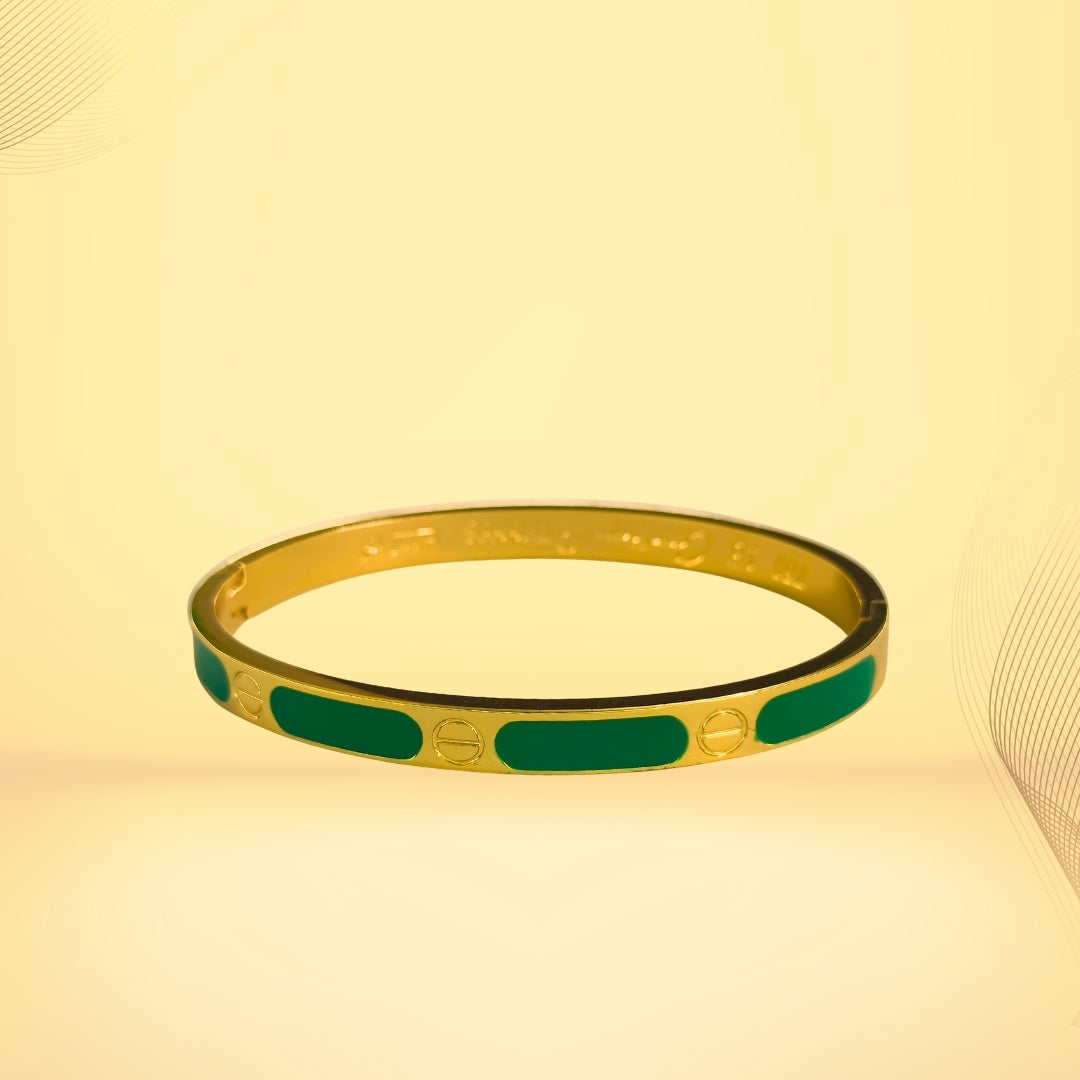 Pyari Jewellery Green Enamel Gold Bracelet – Premium Fashion Bangle for Women